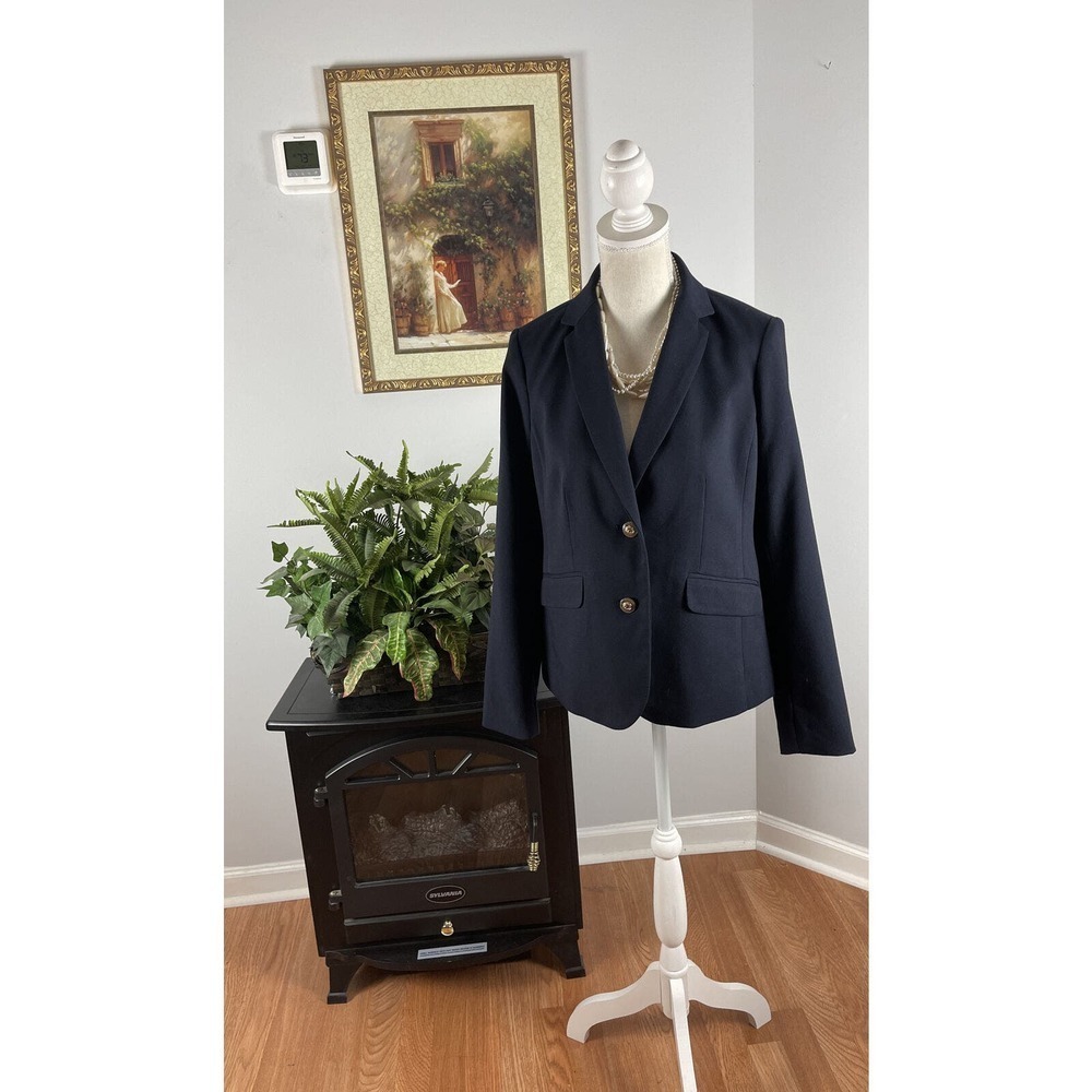 Women's Jacket Size 4 Navy Blue Charter Club Linen Blend